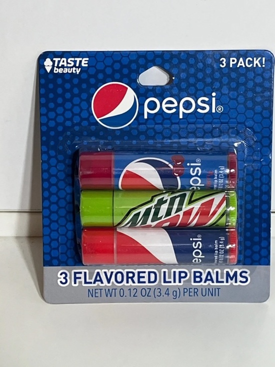 Taste Beauty Other - Pepsi-Flavored Lip Balm, Taste Beauty, 3-pk, Cherry Pepsi, Mountain Dew, Pepsi